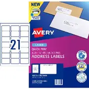 Avery 21UP Laser Address Labels White 20 Sheets
