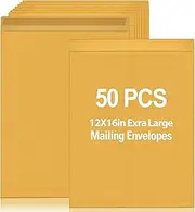 Motipuns 50 Pcs 12'' x 16'' Extra Large Mailing Envelopes 32lb with Gummed Flaps, Catalog Jumbo Craft Envelopes for Mailing, Storage and Organizing Documents Office Supplies(Yellow)