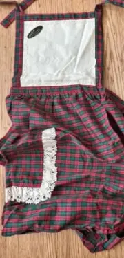 Lacy Christmas plaid decorated apron for cross stitch-14 count 8x8 Aida cloth