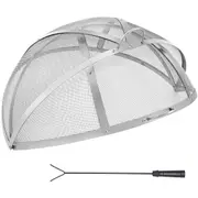 40" Round Stainless Steel Fire Pit Cover with Spark Screen and Dual Handles