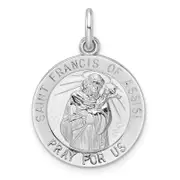 Sterling Silver Rhodium-Plated Polished Solid Saint Francis Pendant