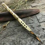 Hand Forged Brass Full Tang Camping Dagger, Kris Blade Boot Knife