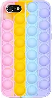SDTEK Case Compatible with iPhone SE 2022/2020, iPhone 7/8 / 6s / 6, Bubble Fidget Pop Soft Silicone Cover (Rainbow)
