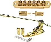 Generic E-guitar-stick-stop-bar Guitar Tremolo-bridge Roller Saddle Bridge for 6-string Instrument, Gold
