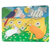 Fuzzy Puzzles Pets Friends Hand Crafted Wood Textured Melissa & Doug (NEW)