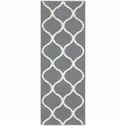 Contemporary Geometry Patterned Rectangular Grey White Hallway Runner Rug