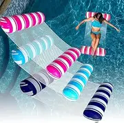 3 Packs Inflatable Pool Floats Adult Size Water Hammock,Floats for Swimming Pool,4-in-1 Multi-Purpose Pool Floating Toys,Pool Rafts Lounge Chairs Floaties,for Adults Vacation Fun and Rest