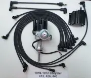 440 CHRYSLER 1959-1972 BLACK Small Female Cap HEI Distributor + Plug Wire + Coil