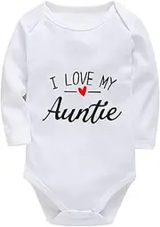 [WOOYONGING] I Love My Auntie Newborn Home from Hospital Outfit Boy Long Sleeve Bringing Home Baby Outfits Girl White 0-3 Mont