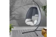 Gardeon Outdoor Egg Swing Chair Patio Furniture Pod Stand Canopy Foldable Grey