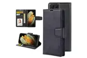 For Samsung Galaxy S21 Ultra Case, Hanman Wallet Leather Flip Magnetic Stand Case Cover (Black)