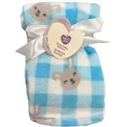 Parents Choice Plush Blue Plaid Bunny Baby Blanket 30x36 soft plush NWT