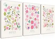 [Djmwtb] Flower Market Wall Art Prints Framed Set of 3 Colorful Flower Poster Floral Aesthetic Artwork Pictures Danish Pastel Abstract Canvas Painting Minimalist Decor for Living Room Bedroom 12x16in