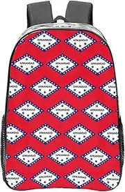 [DRTGEDS] Arkansas State Flag Clear Backpack,High Capacity Clear Bag For Travel,Work,Festival, Concerts Women Men Unisex