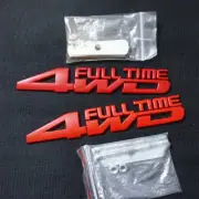 2x Red Matte 4WD FULL TIME Metal Front Grille Emblem Badge Engine Utility 3D Car (for: MG)