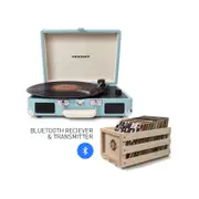 Crosley Cruiser Bluetooth Portable Turntable - Turquoise + Bundled Record Storage Crate