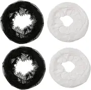 [AIMALL] 4 PCS Black and White Lace Veil Scarf, Elegant Women's Eyelash Lace Breathable Shawl, 26.77 x 22 Inches, Perfect for Spring and Summer Fashion Accessories
