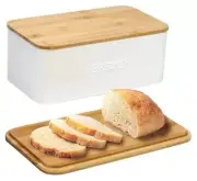 White Bread Box for Kitchen Countertop, Bread Box White W Cutting Board Lid