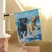 Black Yellow Labrador Retriever Dogs Beach Summer Yard Flag, Dog House Decor