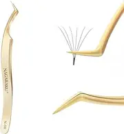 NAGARAKU Eyelash Extensions Tweezers for make Fans Curved Individual Mega Volume Lashes Precision Stainless Steel Professional Precision Tweezers Lash Tweezers For Eyelash Extensions (N-08)