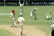 Brian Lara of the West Indies is out for 26 runs caught by Ma- Old Cricket Photo