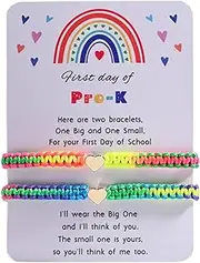 [Gracayfr] First Day Of Kindergarten Pre K School Mommy And Me Bracelets Gifts, Back To School String Matching Bracelet Set For Mom Daughter Son