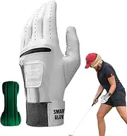 Training Golf Gloves Leather Men Golf Gloves, 2 in 1 Practice Gloves | Non-Slip Silicone Golf Grip Trainer, Golf Swing Training Aid, Breathable Flexible Golf Gloves for Beginners