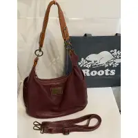 在飛比找蝦皮購物優惠-【JINQ小舖】加拿大Roots 全真皮桃紅色手提包 側背包