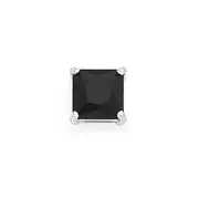 Sterling Silver Black Square Cz Stud Earring - Single in Clear