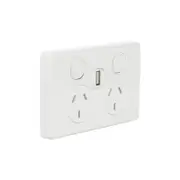 Clipsal C2025USBC-WE - Double Power Point With 1.2A USB White (Classic Series)