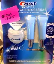 CREST 3D DAILY WHITENING SERUM 2 TUBES + 1 LED LIGHT APPLY & BOOST