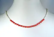 Lyns Jewelry Freshwater Pearl and Red Coral Necklace Gold 18"