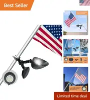 Solar Flag Pole with 360° Adjustable LED Lights – Dusk to Dawn Illumination