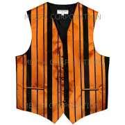 New Men Tuxedo Vest Waistcoat Stripes only formal prom wedding party Black Gold
