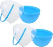 Zerodeko 2 PC Egg Fillable Large Plastic Eggs with Handle Egg Basket for Egg Hunting Surprise Filling Treats Party Favor Sky-Blue
