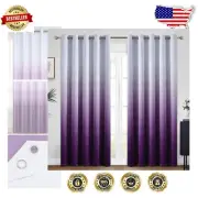 Pack of 2 Ombre Room Darkening Curtains - 84" Grommet Drapes in Grey & Purple