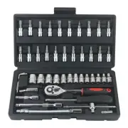 46/53pcs Car Repair Tool Kit 1/4-Inch Socket Set Car Repair Tool Ratchet Torque