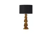 Neva Three Wise Monkey Base Fabric Shade Desk Table Light Lamp Gold/Black