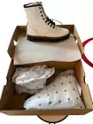 Dr Doc Martens Zavala Lace Combat Boots White Genuine Leather Women's 5 Shoes