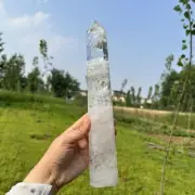 1.8LB Natural Clear Quartz Obelisk Crystal Point Reiki Tower Wand Healing gems