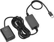 xinyee DC Coupler Dummy Battery and USB-C Type-C AC Converter Power Adapter Cable for NP-FW50 Battery Replacement for Sony Alpha A6500 A6400 A6300 A7 A7II A7RII A7SII A7S A7S2 A7R A7R2 A55 A5100 RX1
