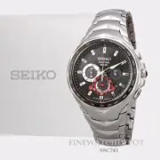 Authentic Seiko Men Solar Coutura Black Dial With Pixelated Pattern Watch SSC743
