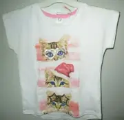 Girls Pumpkin Patch Christmas cat print tee Size 00 & 1