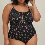 Torrid Black Cherry Print Stretchy Bodysuit Plus Size 3X