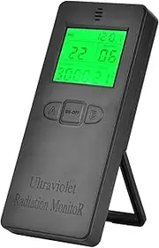 UV Tester, LCD Portable Digital Ultraviolet Radiation Detector, Handheld UV UVI Meter Tester with Temperature Display, Solar Light Radiations Meter for Outdoor, UV Lamps, Black