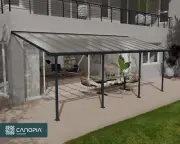 Palram - Canopia | Feria 3 x 7.3m DIY Patio Cover Kit Dark Grey Clear