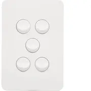 Hager Allure 5 Gang Switch Plate cw mechs Matt White - WBHSV5-MW