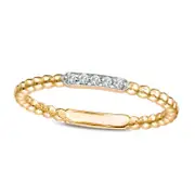 0.05 CT. T.W. Natural Diamond Beaded Anniversary Band in Solid 10K Yellow Gold