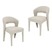 Raimon Furniture Set Of 2 Silas All-Cover Mohair Fabric Kitchen Dining Chair Wheat
