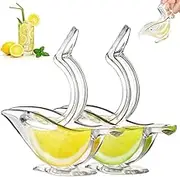 AUAUY Manual Lemon Squeezer, Acrylic Manual Lemon Slice Squeezer, Bird Lemon Squeezer Portable Transparent Fruit Juicer, Hand Juicer for Orange Lemon Lime Pomegranate(2 Pack)